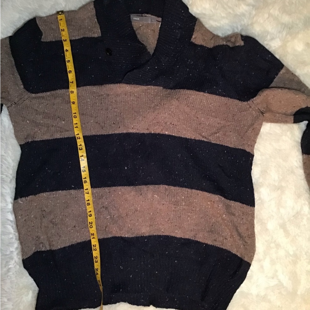 Vince men’s stripe shawl collar wool sweater size large - Picture 9 of 11